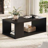 Table basse rectangulaire moderne avec rangement ouvert, finition grain de bois, pour salle de télévision, personnalisable, livraison directe