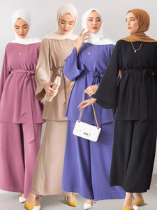 X729 manica lunga elegante Set giornaliero per donne arabe mediorientali modesto Abaya in viscosa traspirante e taglia uno per Eid - Product Image 2