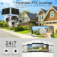 Caméra de sécurité extérieure sans fil intelligente PIX-LINK 8MP 4G AOV à énergie solaire avec 4 objectifs, vision nocturne Full HD et détection de mouvement