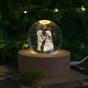 2023 인기있는 전자 선물 나무 공예 크리스탈 3D 밤 빛 Led 너도밤 나무 자료 휴대용 램프 홈 장식