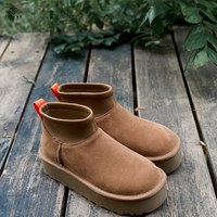 Sepatu bot salju pria wanita, sepatu bot musim dingin musim gugur antilembap antiselip dengan desain jari kaki bulat