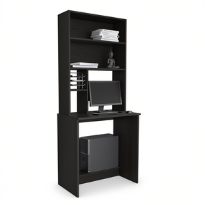 Scrivania per computer Monroe a quattro ripiani, finitura nero wengue, materiale in legno, mobili per ufficio domestico - Product Image 1