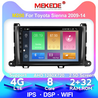 Lecteur dvd vidéo de voiture sous Android, avec processeur 4 cœurs, Audio et Radio, multimédia, stéréo, avec GPS, 1 go + 16 go, pour Toyota Sienna, 2009 — 2014, Android