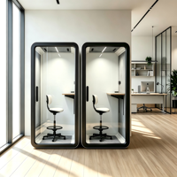 Cabine téléphonique portable insonorisée, bureau privé modulaire, éclairage réglable, écologique, pour télétravail