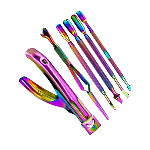 Coupe-cuticules en acier inoxydable, pousse-ongles, dissolvant de gel UV, pince, baguette magique, ensemble d'outils professionnels de manucure et pédicure - Product Image 1