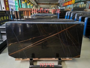 Sahara Noir Lauren, marbre noir de haute qualité, pierre naturelle, veines dorées, imperméable, écologique, grande dalle, salle de bain, villa - Product Image 3