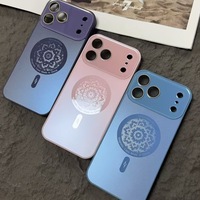 Coque de téléphone portable QY compatible, magnétique, à transformation instantanée, avec film de protection d'objectif intégral AG mat pour 18 17 16 PRO MAX