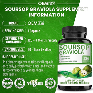 OEM/ODM Natural Soursop Graviola Capsules Multivitamin Antioxidant <strong>Supplement</strong> Capsules for Cell <strong>Health</strong> Provide Energy - Product Image 2