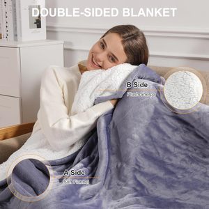 Manta <span class=keywords><strong>El</strong></span>éctrica Térmica de Tamaño Completo 72''x84'' Lavanda/Morado Franela Sherpa Doble Cara 5 Niveles de Calor Apagado Automático de 10 Horas - Product Image 3