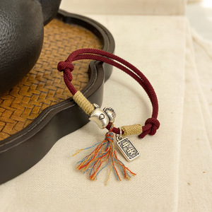 999 Pure Silver Zodiac Horse Red <b>Rope</b> <b>Bracelet</b> With Peace Charm Unisex Gift For Year Of The Horse - Product Image 4