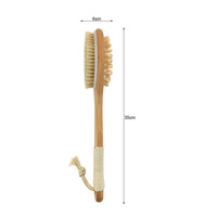 Brosse de massage corporelle en bois écologique à long manche, brosse exfoliante sèche en bambou avec poils nettoyants pour le bain