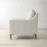Fauteuil de loisirs rayé Clark pour la maison, style mid-century, fauteuil modulaire occasionnel pour salon ou chambre, directement de l'usine