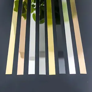 Dekorative gebürstete Edelstahlst reifen Metall Gold Spiegelst reifen Flach fliesen Verkleidung profil für Möbel mit Klebstoff