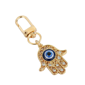 Portachiavi Retrò Bohemien Turco con Occhio di Nazar e Mano di Hamsa, Zirconi Colorati, Placcato Oro, Strass, Occhio del Diavolo - Vendita Calda - Product Image 5