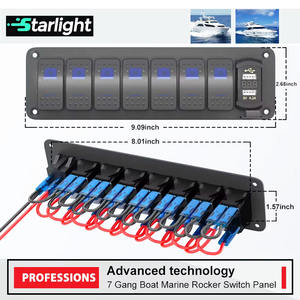 Panneau de commutation marin IP67 7-Gang avec USB-C 4.8A et voltmètre-Prêt pour la tempête pour les consoles de bateaux de <span class=keywords><strong>basse</strong></span> - Product Image 4