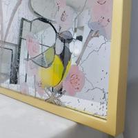Miroir mural décoratif craquelé à cadre doré, nouveau miroir décoratif chinois à motif de fleurs de prunier et d'oiseaux pour le salon, la chambre à coucher et la décoration murale de la maison