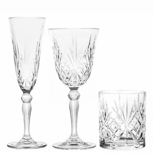 Set di Bicchieri Melodia 18 Pezzi, Cristallo Tagliato per Vino, Acqua e Cocktail - Product Image 1
