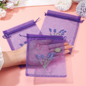 Sachets parfumés à la lavande, désodorisant pour placards et tiroirs, en polypropylène, 5g, fleurs séchées, sac en <span class=keywords><strong>organza</strong></span> violet, logo - Product Image 5