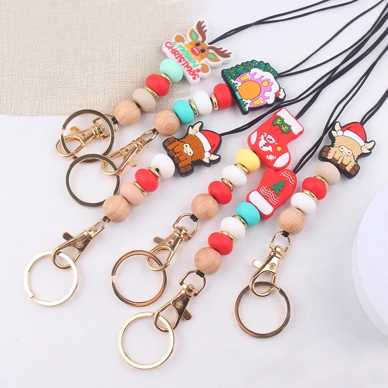 2023 Teacher Gifts Idea Silicone Rainbow Beads Acrylic Notebook Lanyard Keychain Image 5