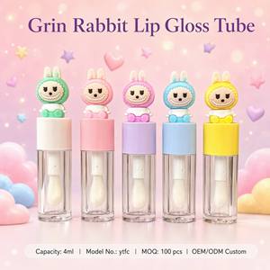 ISMAN 4ml Grin Rabbit Lipgloss-Tube mit großem Pinsel, grün, pink, lila, blau, gelb, transparent, Kunststoff-Kosmetikverpackung, Großhandel, leer - Product Image 1