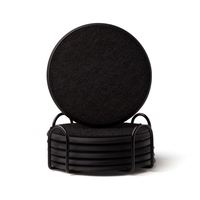 Ensemble de dessous-de-verre ronds en feutre de silicone avec support métallique, tapis à boissons modernes et minimalistes, décoration de table