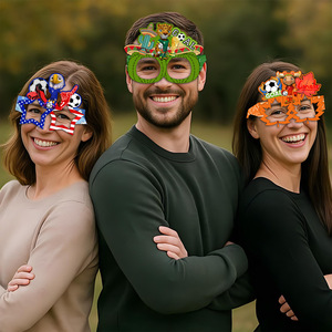Occhiali di <span class=keywords><strong>Carta</strong></span> con Manico per Festa a Tema USA-Canada-Messico 2026, Accessori per Foto e Decorazioni a Tema Calcio - Product Image 3