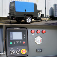 Compresseur d'air industriel portable à vis, diesel, 185 CFM (5m³/min), avec marteau-piqueur, prix usine