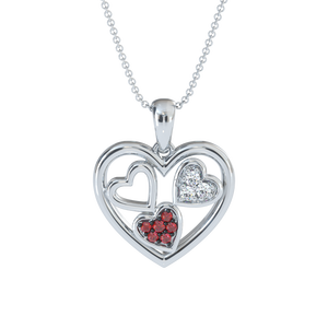 Colgante de Corazón Tricolor en Plata de Ley 925 con Baño de Oro, Rodio y Oro Rosa, con Circonitas Cúbicas y Cadena para Mujer, Ideal para Compromiso o Boda - Product Image 1