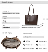 Sac fourre-tout en cuir véritable pour femme, style urbain et simple, avec fermoir magnétique, grande capacité, portable, pour usage quotidien toutes saisons