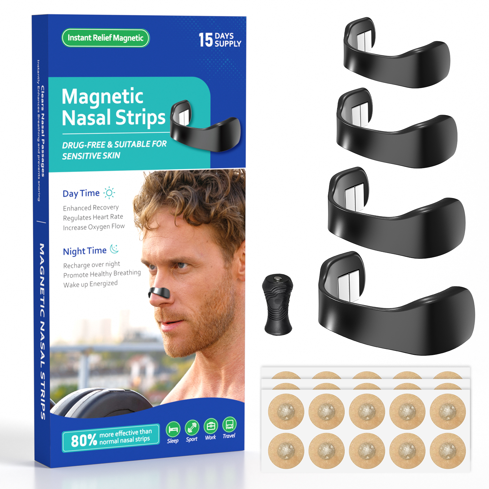 Wholesale Magnetic Anti-Snoring Nasal Strips Expand Nose for Better Breathing Portable Magnetic Nose Clip