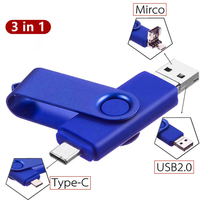 Unidad Flash USB 2.0 OTG Multifunción 3 en 1 con Tipo-C para Windows, iOS, Android y Más, en Stock, con Certificación CE, RoHS y FCC