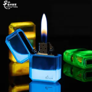 Wholesale Transparent Creative Luminous Metal Open Flame Oil Kerosene Cigarette Lighter