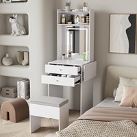 Ensemble de coiffeuse avec miroir éclairé réglable, chaise de rangement, table de maquillage blanche de petite taille en gros