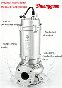 Pompa per acque reflue trifase DN 6 pollici WQ-QG 304 SS con lama di taglio anti-intasamento per il trattamento delle acque reflue industriali con flangia - Product Image 6