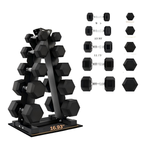 Venta Directa de Fábrica: Juego de Mancuernas Hexagonales con Soporte, 150 lbs, 5 lb, 10 lb, 15 lb, 20 lb, 25 lb, Mancuernas Hexagonales de Goma - Product Image 2