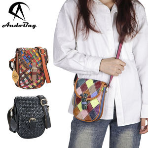 Sacs à bandoulière miniatures en cuir véritable AndoBag pour femme, avec surpiqûres colorées, sac à main pour téléphone portable, sac à bandoulière pour femme 1781 - Product Image 1
