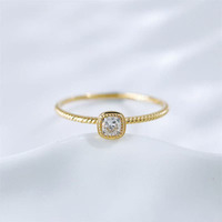 Bague de fiançailles élégante et simple pour femme, en or jaune 18 carats, avec diamant de laboratoire taille coussin, tige droite torsadée rétro, diamant de laboratoire cultivé en laboratoire