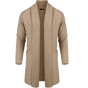 Cardigan Homme Motif Torsadé - Col Châle Coupe Ample - Manches Longues - Laine Douce Automne Hiver - Décontracté