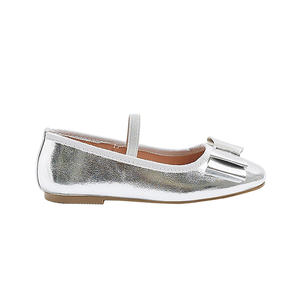 CHOOZII all'ingrosso per bambini ballerina Slip On <span class=keywords><strong>ballerine</strong></span> in <span class=keywords><strong>pelle</strong></span> metallizzata argento con piccola fascia elastica - Product Image 3