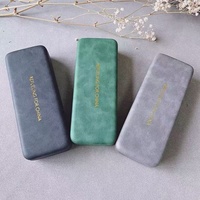 Étui à lunettes rectangulaire en cuir avec logo métallique doré en relief, grande boîte de rangement, vente en gros pour fabricants