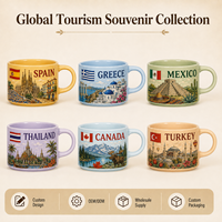 Tasses en céramique Souvenir de Colombie avec motif drapeau et monuments, tasses à café et à lait en porcelaine, fournisseur en gros OEM ODM personnalisé