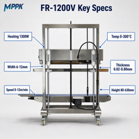 Scelleuse à bande verticale en acier inoxydable MPPK FR-1200V avec codeur de date à rouleau encreur 0-300 ℃   Machine de thermoscellage pour sacs en film PVC