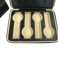 Boîte à montres en cuir double face multi-emplacements avec fermeture éclair, étui de voyage pour montres-bracelets en cuir, logo personnalisé imprimé, vente en gros
