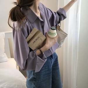 Camisa de Manga Larga para Mujer, Estilo Coreano, Diseño Elegante, Holgada, Color Sólido, Informal, Versátil, Otoño I-0706 - Product Image 5