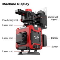 Niveau laser vert auto-nivelant Shunhui 16 avec ligne laser croisée 4D, nivel rotatif automatique et niveau laser fonctionnel