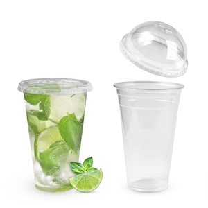 Custom printing logo clear Pla cold drink 12oz 16oz smoothie cup boba tea cups with lid
