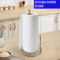 Porte-serviettes de cuisine en cuivre, support de papier toilette rond en acier inoxydable pour comptoir, couleur or rose