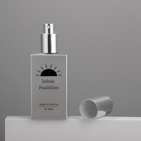 Rectangle de luxe 60ml verre noir parfum huile vaporisateur tête de pompe bouteille huile essentielle cosmétique conteneur pour visage crème Lotion