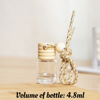 Bouteille diffuseur ronde en verre de 4 ml, blanche, vide, pour voiture, avec couvercle en bois, pour huiles essentielles - Vente en gros