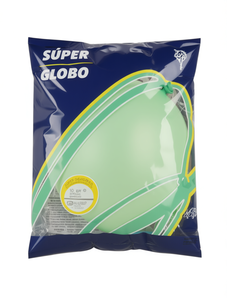 Palloncino in lattice rotondo Super Globo verde pastello da 10 pollici per feste di compleanno per bambini, usa e getta - Product Image 1